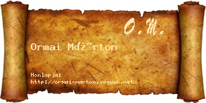 Ormai Márton névjegykártya